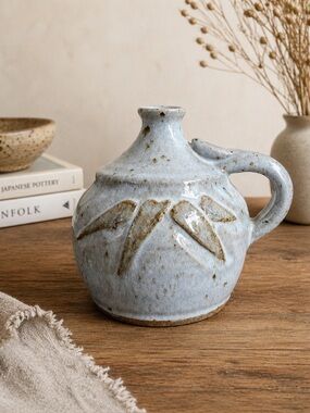 Vintage Studio Pottery Jug Vase Signed H.G. Ross 1980 Stoneware